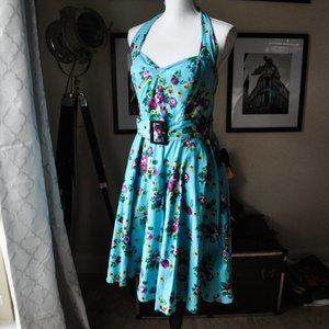Hell Bunny Vintage Pinup Halter May Day Floral Dress